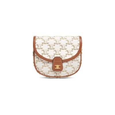 CELINE MINI BESACE IN TRIOMPHE CANVAS AND CALFSKIN 196702BZJ.01BC (15*11*4cm)